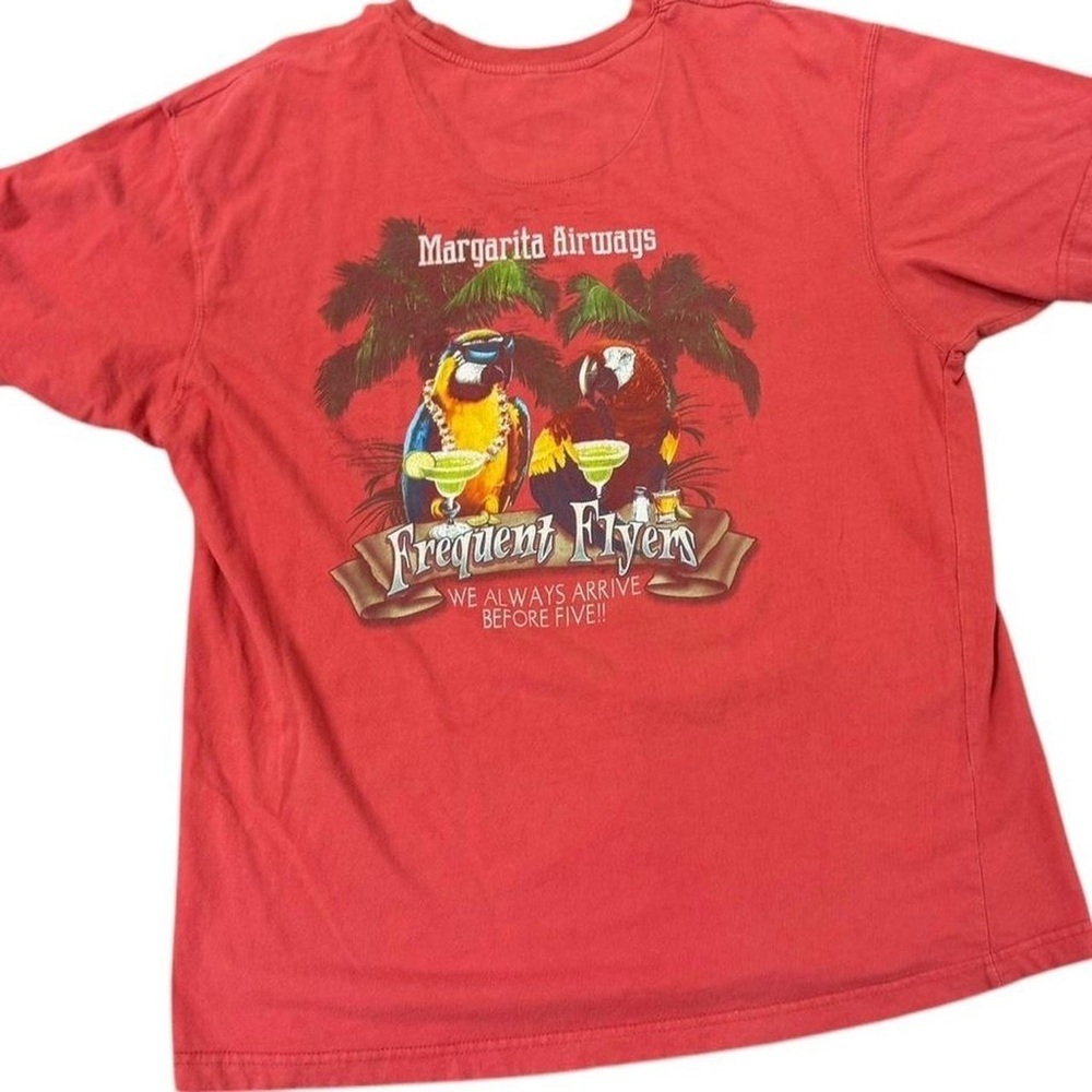 Newport Red Short Sleeve Tee with Tropical Design